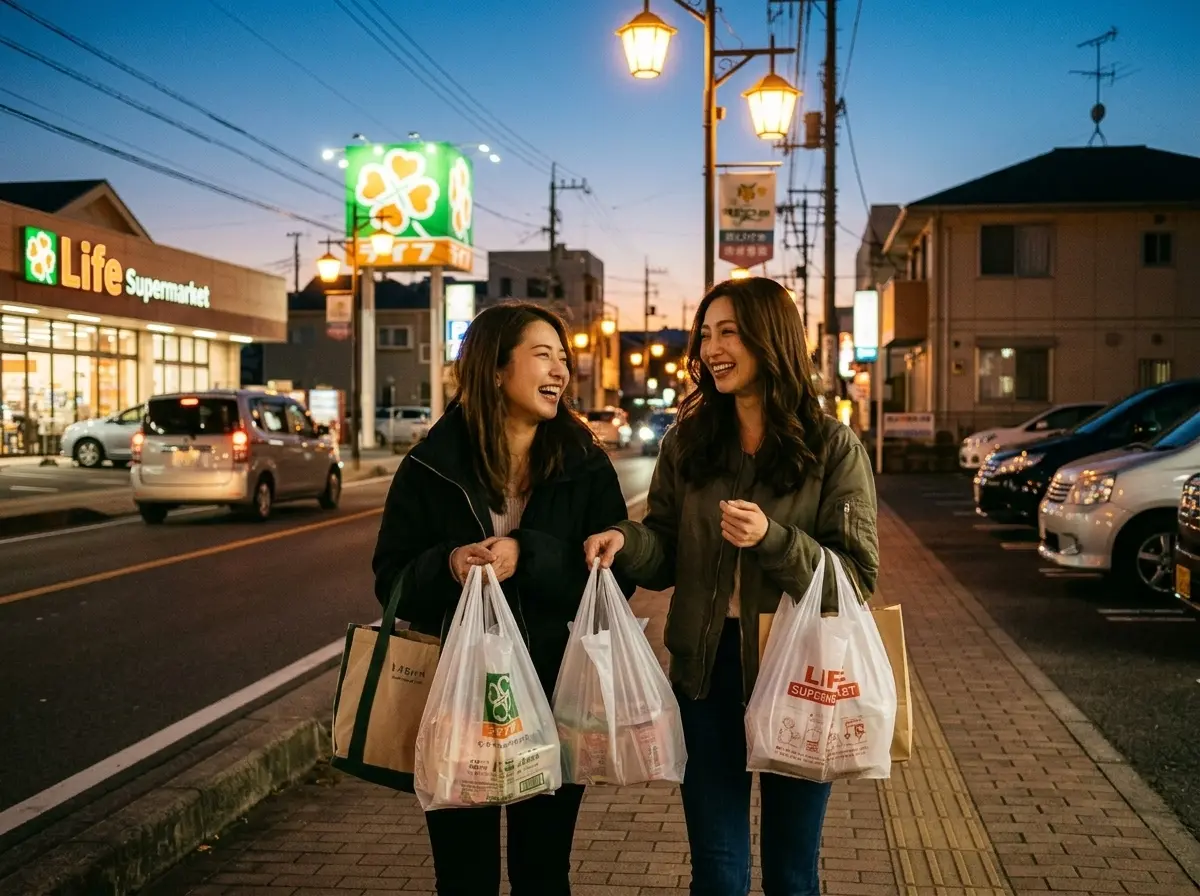 スーパーからの帰り道。