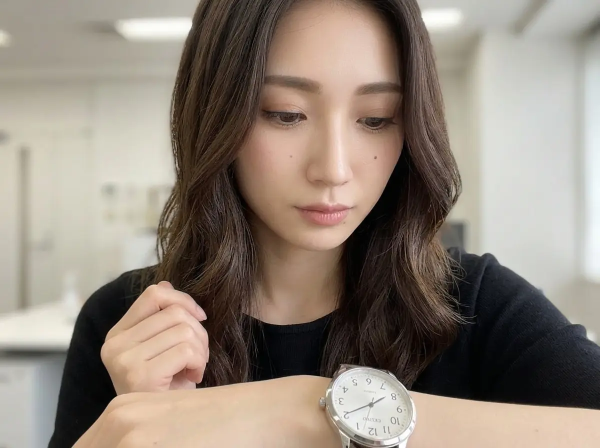 腕時計を見ている女性