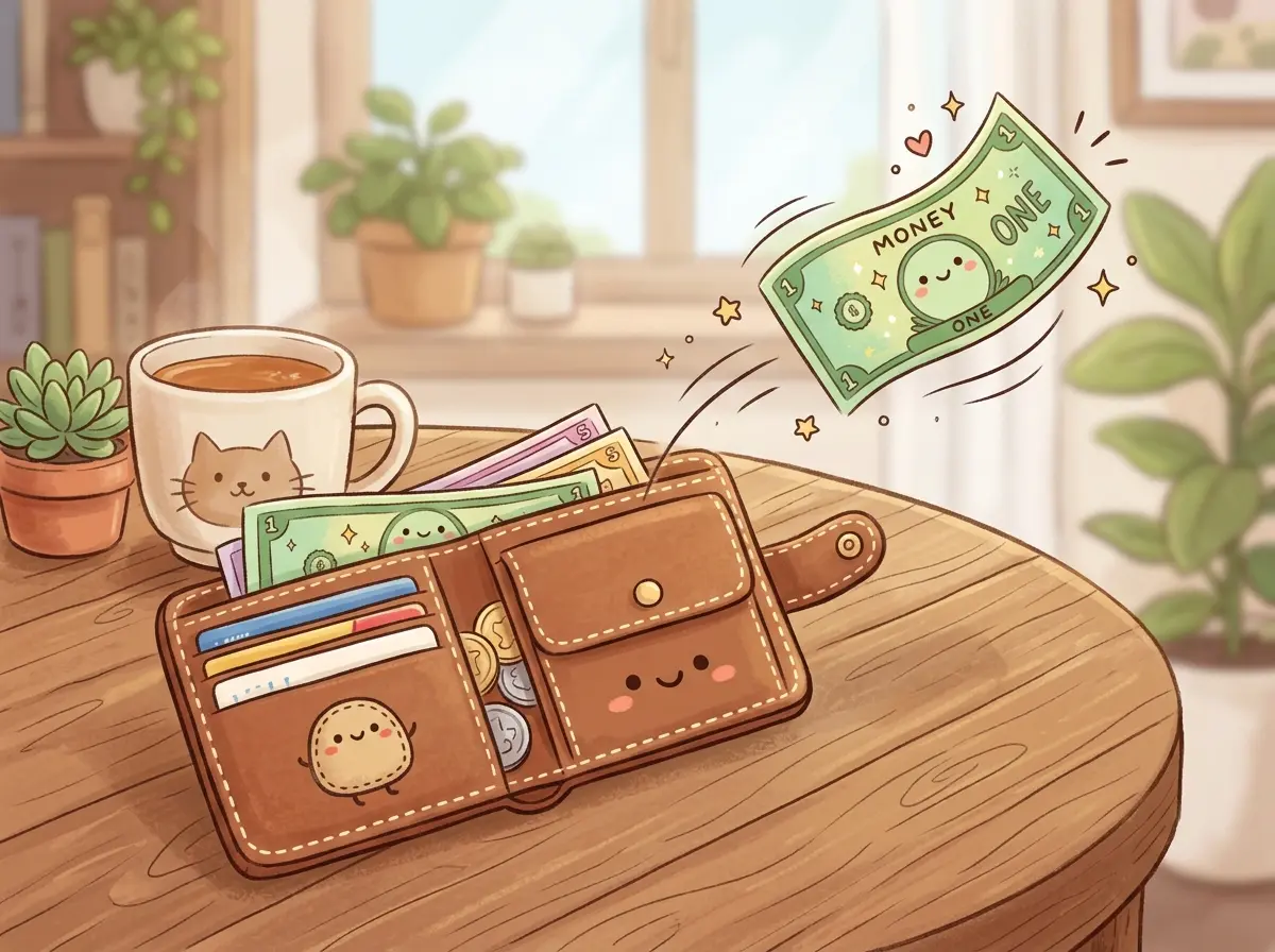 お金が飛んでいってしまうイラスト