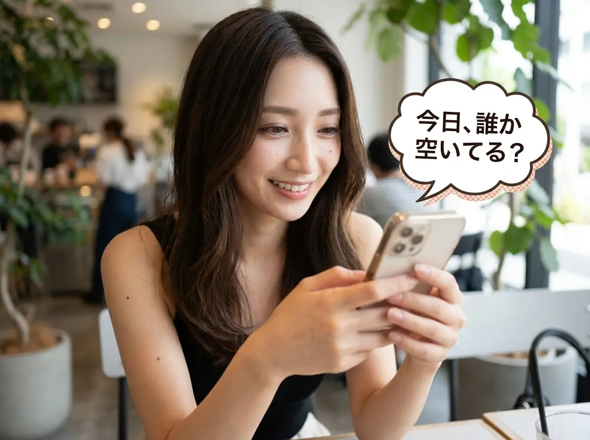 スマホを触っている女性