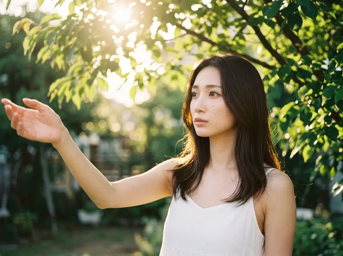 女性が切なそうに手を伸ばしている写真