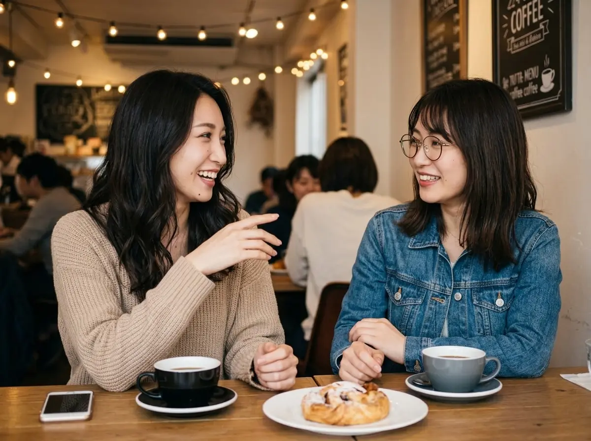 女性同士がカフェで話している様子