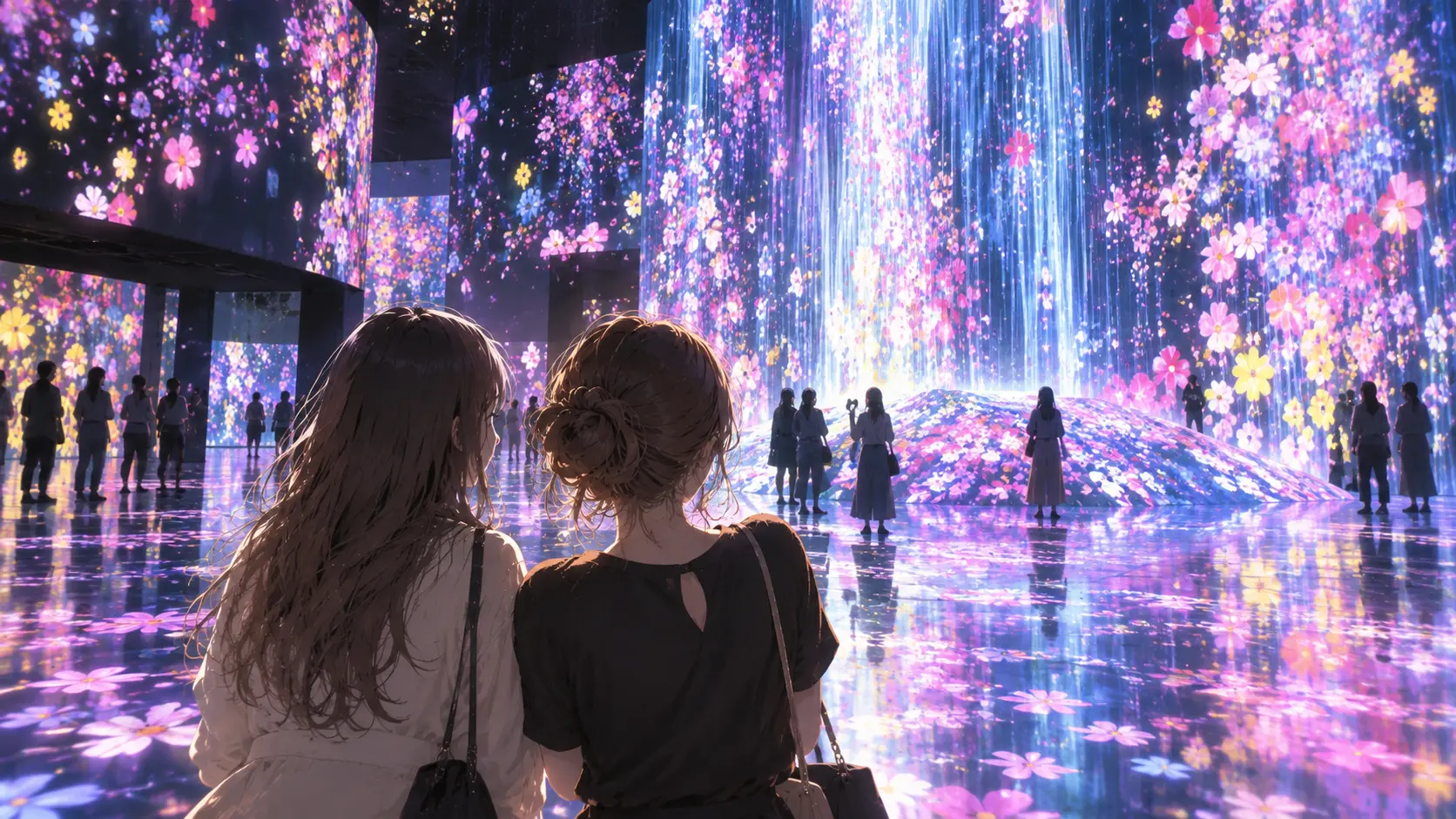 teamLab Borderlessをモチーフにしたオリジナルイラスト